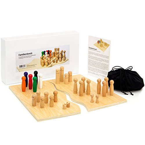 ﻿﻿Purovi Joy Juego de Mesa - Set de 28 Muñecos Pequeños de Madera para Juegos en Familia - Juego Educativo para Entrenamiento y Terapia Familiar