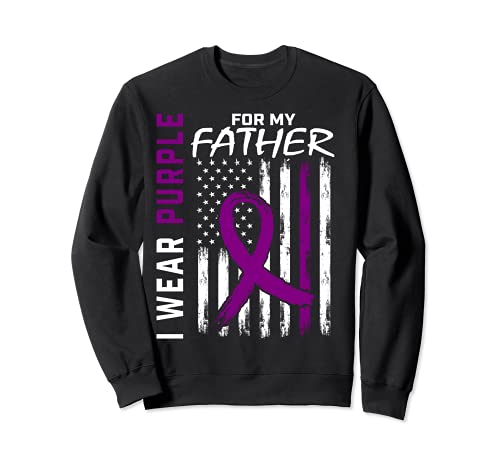 Púrpura padre padre demencia Alzheimer conciencia bandera americana Sudadera