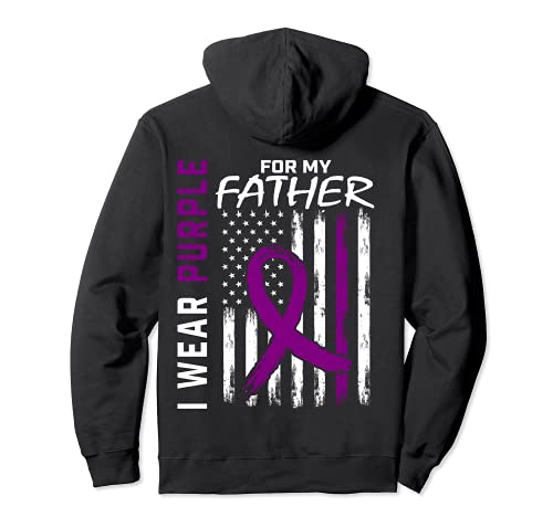 Púrpura padre padre demencia Alzheimer conciencia bandera americana Sudadera con Capucha