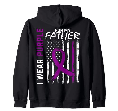 Púrpura padre padre demencia Alzheimer conciencia bandera americana Sudadera con Capucha