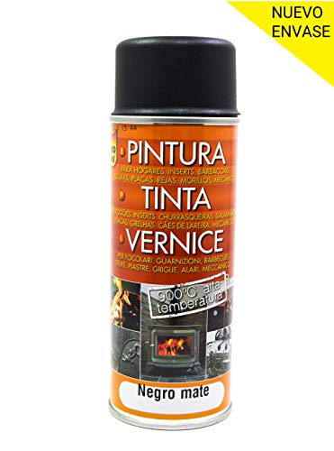 Pyro Feu 24950-6 Pintura Termica 900º C Negro Mate, Acero Inoxidable, 400 ml (Paquete de 1)