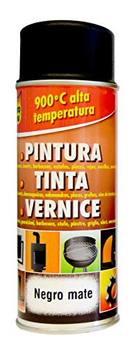 Pyro Feu 24950-6 Pintura Termica 900º C Negro Mate, Acero Inoxidable, 400 ml (Paquete de 1)