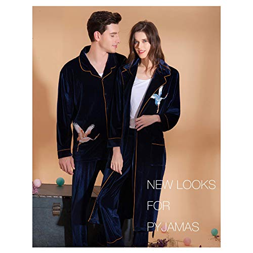 qazxsw Camisón Femenino otoño Terciopelo Albornoz Franela Gruesa Pareja grúa Pijamas Boda Servicio a Domicilio Traje de Hombre