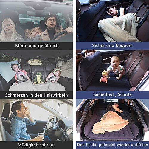 QDH SUV Auto colchón de aire – Colchón hinchable para camping – Cama hinchable para el asiento trasero del coche – Colchón de aire grueso para viajes camping actividades al aire libre