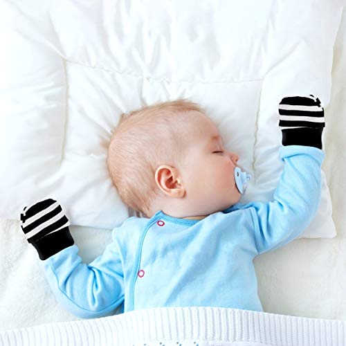QH-Shop Guantes para Bebé Suave Ajustable Manoplas Antiarañazos para 0-6 Meses 4 Par