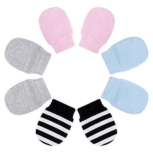 QH-Shop Guantes para Bebé Suave Ajustable Manoplas Antiarañazos para 0-6 Meses 4 Par