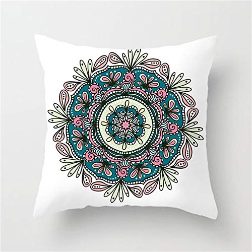 qhtqtt Funda De Cojín Floral Style Mandala Colorida Funda De Almohada Impresa Sunrise Mountain Almohadas Decorativas para Sofá Coche 45X45Cm A