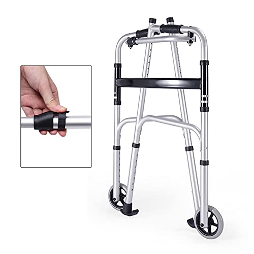 qiaosiye Andador Adultos de Aluminio, Andadores Plegable con Asiento, Ligero, Caminador para Ancianos y minusvalidos (2 Ruedas y 6 Ruedas)
