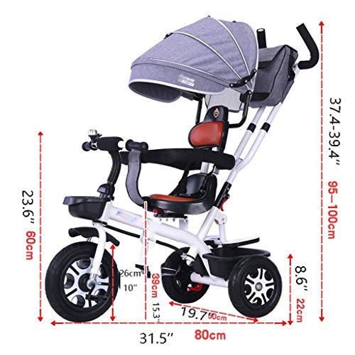 QIFFIY Cochecito de bebé El Triciclo Ajustable del Triciclo de los niños con el Carro del Cochecito del Bolso de la Momia del toldo Conveniente for 1~6 años Carriola (Color : C)