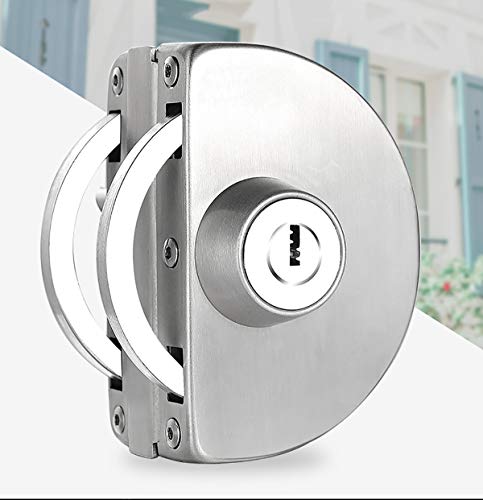 Qrity Cerradura de Puerta de Vidrio, Cerradura de Seguridad Antirrobo de Puerta de Vidrio de Acero Inoxidable de 10~12 mm con Llaves para Oficina, Hogar, Baño