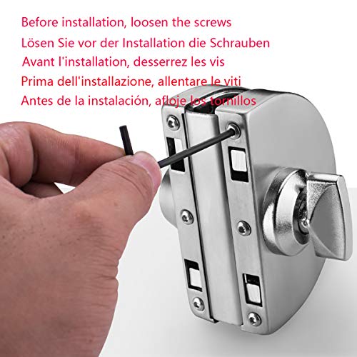 Qrity Cerradura de Puerta de Vidrio, Cerradura de Seguridad Antirrobo de Puerta de Vidrio de Acero Inoxidable de 10~12 mm con Llaves para Oficina, Hogar, Baño