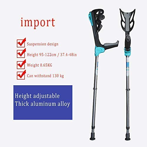 QTFBYT Muletas para antebrazo Muleta ergonómica para Encendedor con Amortiguador Integrado Topes Ajustables en Altura - para Adultos estándar y Altos Suspensión 1 Pieza Happy Life