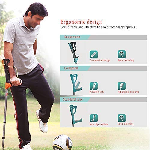 QTFBYT Muletas para antebrazo Muleta ergonómica para Encendedor con Amortiguador Integrado Topes Ajustables en Altura - para Adultos estándar y Altos Suspensión 1 Pieza Happy Life