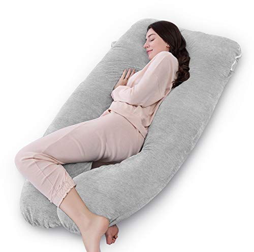 Queen Rose - Almohada de cuerpo completo para embarazos y almohada de maternidad con funda reemplazable y lavable, poliéster Poliéster., Jersey, Gris, 150 x 80 cm