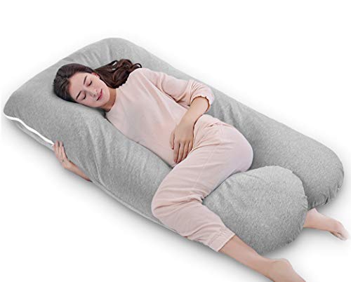 Queen Rose - Almohada de cuerpo completo para embarazos y almohada de maternidad con funda reemplazable y lavable, poliéster Poliéster., Jersey, Gris, 150 x 80 cm