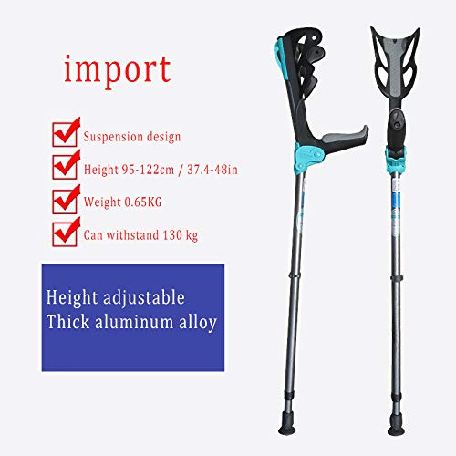 QULONG Antebrazo muletas, ErgoDynamic más Ligero Muleta con un Amortiguador Integrado, Paradas de Altura Ajustable - para Standard y Adultos Altos,Suspension,1pcs