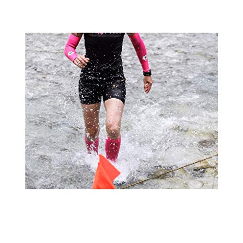 R-evenge Calf - Calefactor técnico de compresión para pantorrillas, diseño de Tubular, Base en kinesiotaping, Color Fucsia Fluo-Negro, tamaño Medium- h 1,65-1.75m