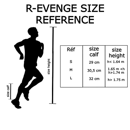 R-evenge Calf - Calefactor técnico de compresión para pantorrillas, diseño de Tubular, Base en kinesiotaping, Color Fucsia Fluo-Negro, tamaño Medium- h 1,65-1.75m