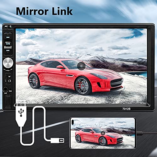 Radio Coche 2 DIN Bluetooth estéreo para automóvil con 7 Pulgada Pantalla táctil, Universal Reproductor de Coche con cámara de visión Trasera, Compatible con MirrorLink /Radio FM/USB/AUX/TF/SWC