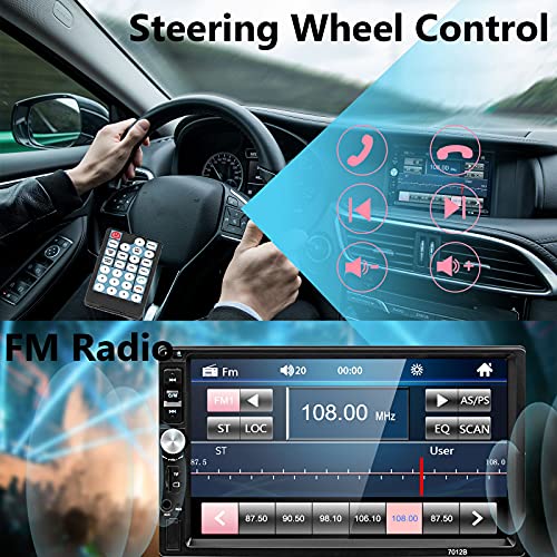 Radio Coche 2 DIN Bluetooth estéreo para automóvil con 7 Pulgada Pantalla táctil, Universal Reproductor de Coche con cámara de visión Trasera, Compatible con MirrorLink /Radio FM/USB/AUX/TF/SWC