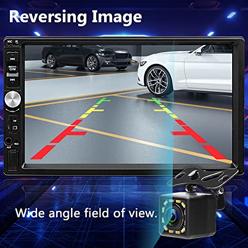 Radio Coche 2 DIN Bluetooth estéreo para automóvil con 7 Pulgada Pantalla táctil, Universal Reproductor de Coche con cámara de visión Trasera, Compatible con MirrorLink /Radio FM/USB/AUX/TF/SWC