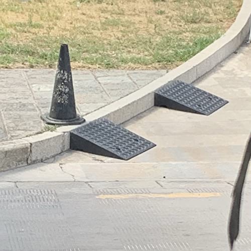 Rampas de Acera de Goma Trabajo Pesado Antideslizantes Rampa de Umbral de Plástico Ligero Portátil para Entrada de Coche 9-18 cm Alto Muelle de Carga Scooter Silla de Ruedas, Negro(Size:50x60x13cm)