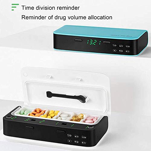 RDJSHOP Pastillero Electrónico Inteligente Capacidad Extra Grande Dispensador de Pastillas Automático Recordatorio con Alarma Organizador de Pastillas Digital para Los Ancianos y El Alzheimer,Blue