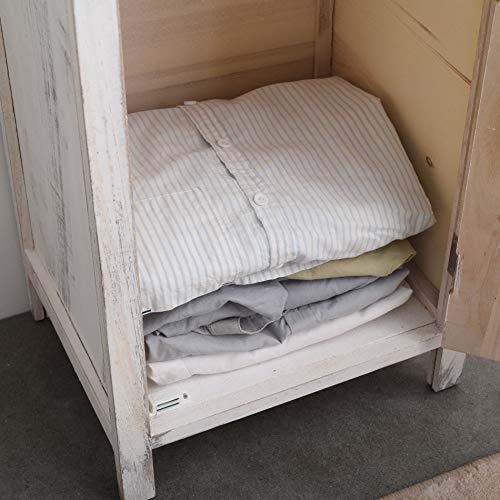 Rebecca Mobili Armario Blanco, Mueble baño, 1 Puerta 2 cajones, Madera, Estilo Shabby, Muebles para Dormitorio- Medidas: 84 x 37 x p 30 cm (AxANxF) - Art. RE4575