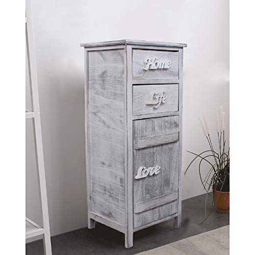 Rebecca Mobili Armario Blanco, Mueble baño, 1 Puerta 2 cajones, Madera, Estilo Shabby, Muebles para Dormitorio- Medidas: 84 x 37 x p 30 cm (AxANxF) - Art. RE4575