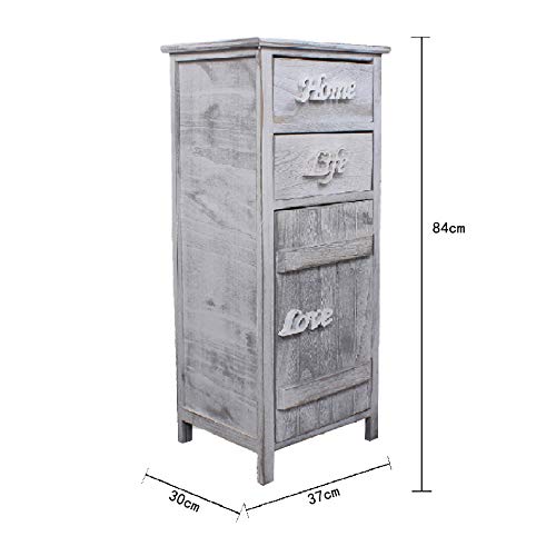 Rebecca Mobili Armario Blanco, Mueble baño, 1 Puerta 2 cajones, Madera, Estilo Shabby, Muebles para Dormitorio- Medidas: 84 x 37 x p 30 cm (AxANxF) - Art. RE4575