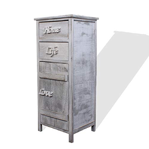 Rebecca Mobili Armario Blanco, Mueble baño, 1 Puerta 2 cajones, Madera, Estilo Shabby, Muebles para Dormitorio- Medidas: 84 x 37 x p 30 cm (AxANxF) - Art. RE4575