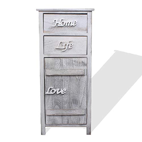 Rebecca Mobili Armario Blanco, Mueble baño, 1 Puerta 2 cajones, Madera, Estilo Shabby, Muebles para Dormitorio- Medidas: 84 x 37 x p 30 cm (AxANxF) - Art. RE4575