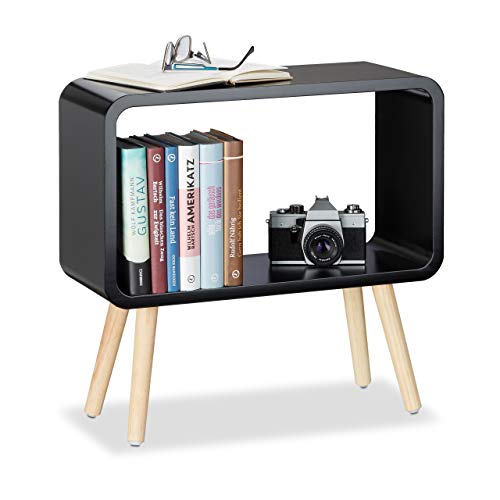 Relaxdays Estante de Pie con Patas, Madera, Negro, 20x53x50 cm