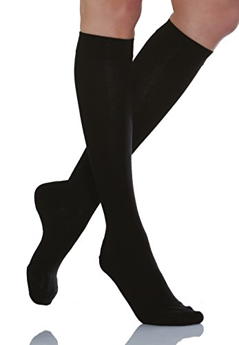 Relaxsan 920-new (Negro, Tg.5) Calcetines hasta la rodilla contenitivo compresión graduada 22-27 mmHg algodón Unisex