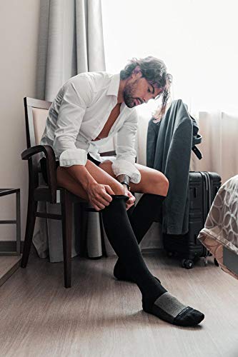 Relaxsan Essential+ 922 (Negro, S) Medias Médicas K2 con Compresión Graduada 23-32 mmHg Algodón Cachemira y Plata