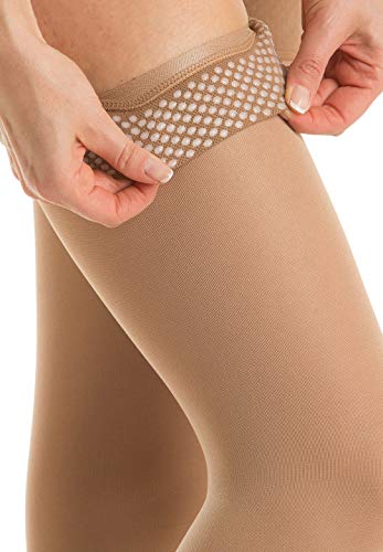 Relaxsan M1070A (Beige, tg.3) Medias autoadhesivas autosujetadoras médicas punta abierta de algodón clase 1 - K1 compresión gradudada