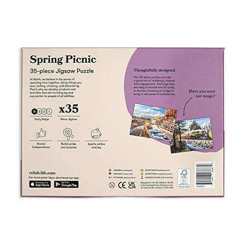 Relish ‘Spring Picnic’ Puzle de 35 Piezas diseñado para Personas ancianas con Demencia / Alzheimer’s