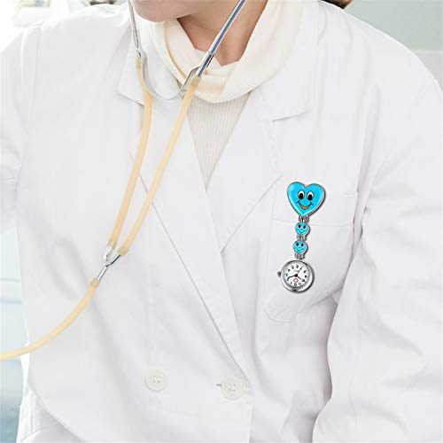 Reloj de Bolsillo para Enfermera, Cara Sonriente, Forma de Corazón, Analógico, de Cuarzo y Portátil, Regalo para Doctor Mujer Niña, Regalos Navidad,5 Colores
