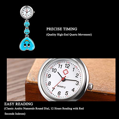 Reloj de Bolsillo para Enfermera, Cara Sonriente, Forma de Corazón, Analógico, de Cuarzo y Portátil, Regalo para Doctor Mujer Niña, Regalos Navidad,5 Colores