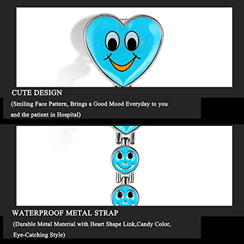 Reloj de Bolsillo para Enfermera, Cara Sonriente, Forma de Corazón, Analógico, de Cuarzo y Portátil, Regalo para Doctor Mujer Niña, Regalos Navidad,5 Colores