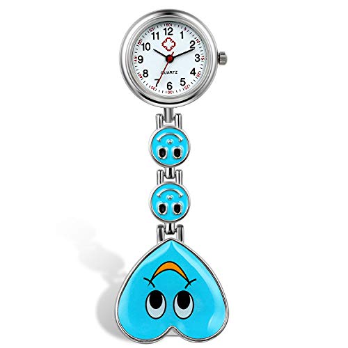 Reloj de Bolsillo para Enfermera, Cara Sonriente, Forma de Corazón, Analógico, de Cuarzo y Portátil, Regalo para Doctor Mujer Niña, Regalos Navidad,5 Colores