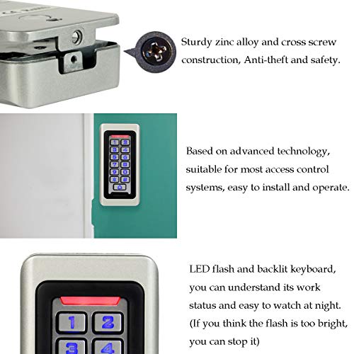 Retekess T-AC03 Control de Acceso Puerta, Teclado Acceso Impermeable IP68, Teclado Táctil Proximidad para RFID Sistema de Control de Acceso 125KHz Retroiluminación 2000 ID Wigan 26 Garaje Departamento