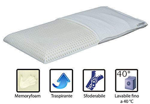 RETI GRITTI Almohada Baby Memoryfoam apta para niños de 3 a 9 años-80 x 40 x 7,5 cm – perforada