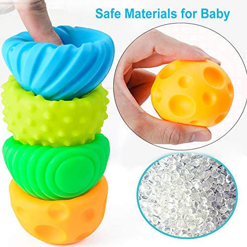 REYOK Bolas Sensoriales para Bebés Juguetes Bebe,12 Pcs Multi-Touch Textured Senses Soft Hand Ball Juguete de Pelota de Mano Suave de Entrenamiento Táctil para 6 Meses a 1 año Multi Textura Pelota