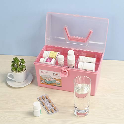Rinboat Caja Botiquín Medicamentos de Plástico para Primeros Auxilios, Color Rosa, 1 Unidad