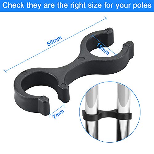 RMENOOR 20Pcs Soporte para Bastones de Trekking Plástico Hebillas para Trekking Senderismo de Forma 8 Accesorios para Bastones de Trekking Portátil Esposas Forma Clips para Montañismo Senderismo Negro