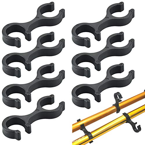 RMENOOR 20Pcs Soporte para Bastones de Trekking Plástico Hebillas para Trekking Senderismo de Forma 8 Accesorios para Bastones de Trekking Portátil Esposas Forma Clips para Montañismo Senderismo Negro