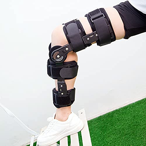 Rodillera con bisagras ROM Postoperatorio ajustable Soporte de rodilla Ortesis Inmovilizador Envoltura Esguince Postoperatorio Hemiplejía Fijación, Ajustable para pierna izquierda y pierna derecha
