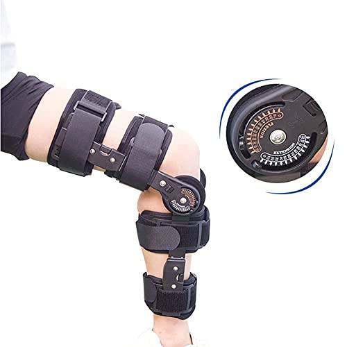 Rodillera con bisagras ROM Postoperatorio ajustable Soporte de rodilla Ortesis Inmovilizador Envoltura Esguince Postoperatorio Hemiplejía Fijación, Ajustable para pierna izquierda y pierna derecha
