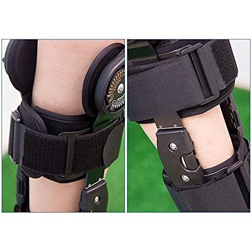 Rodillera con bisagras ROM Postoperatorio ajustable Soporte de rodilla Ortesis Inmovilizador Envoltura Esguince Postoperatorio Hemiplejía Fijación, Ajustable para pierna izquierda y pierna derecha